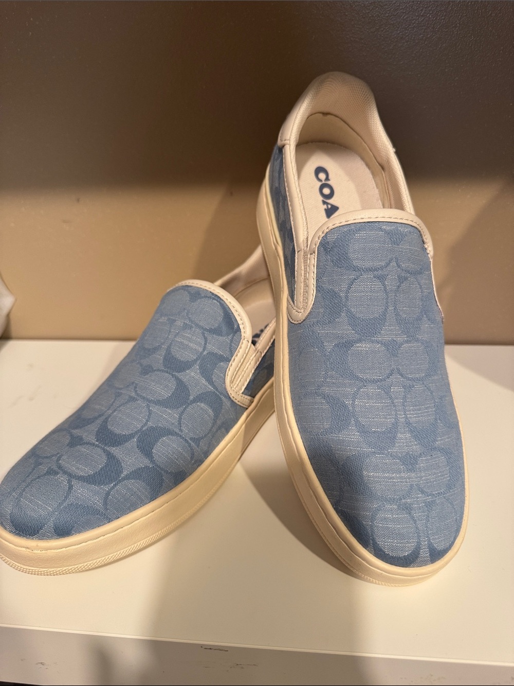 Coach Men’s Light Blue Signature Slip-On Sneakers